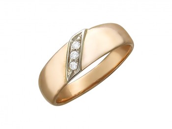 Обручальное кольцо с фианитом из бело-красного золота 01О160060