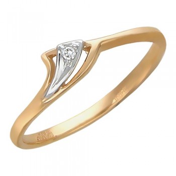 Кольцо с бриллиантом из красного золота 01К612004