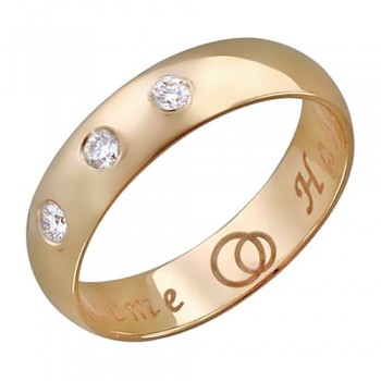 Обручальное кольцо с бриллиантом из красного золота 01О610264