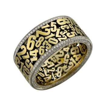 Кольцо с бриллиантом из бело-желтого золота 01Т685957