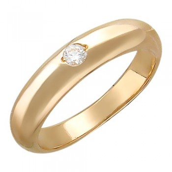 Обручальное кольцо с фианитом из красного золота 01О110044