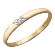Обручальное кольцо с фианитом из красного золота 585 пробы