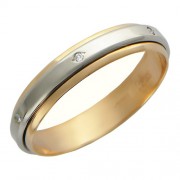 Обручальное кольцо с фианитом из бело-красного золота 585 пробы
