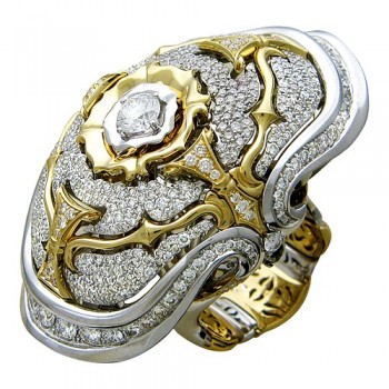 Кольцо с бриллиантом из бело-желтого золота 01К685902L