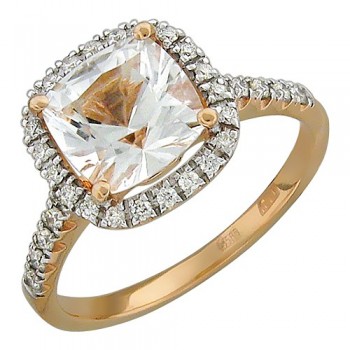 Кольцо с бриллиантом из красного золота 01К617529