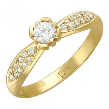 Кольцо с бриллиантом из желтого золота 01К645183