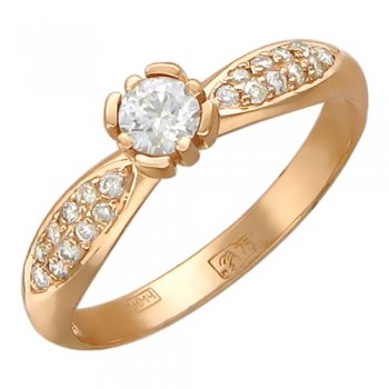 Кольцо с бриллиантом из красного золота 01К615183