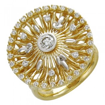 Кольцо с бриллиантом из желтого золота 01К645272