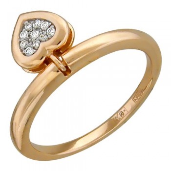 Кольцо с бриллиантом из красного золота 01К617586