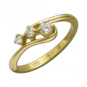 Кольцо с бриллиантом из желтого золота 01К643663