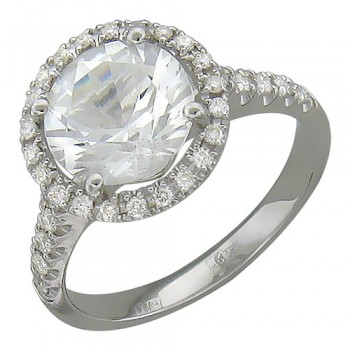 Кольцо с бриллиантом из белого золота 01К627547