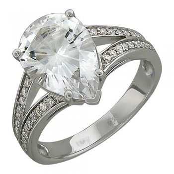 Кольцо с бриллиантом из белого золота 01К627558