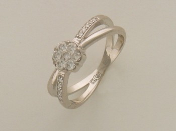 Кольцо с бриллиантом из белого золота 01К673249Z