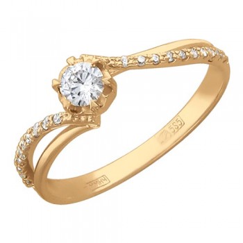 Кольцо с бриллиантом из красного золота 01К615760