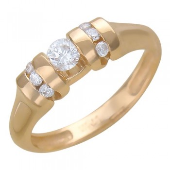 Кольцо с бриллиантом из красного золота 01К615530