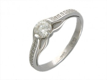 Кольцо с бриллиантом из белого золота 01К673046