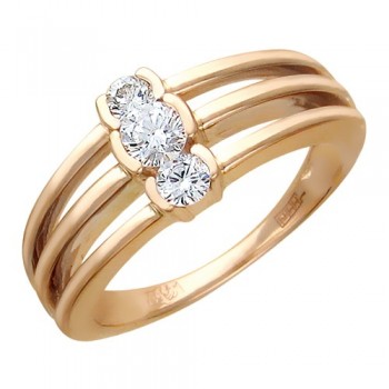 Кольцо с бриллиантом из красного золота 01К615529
