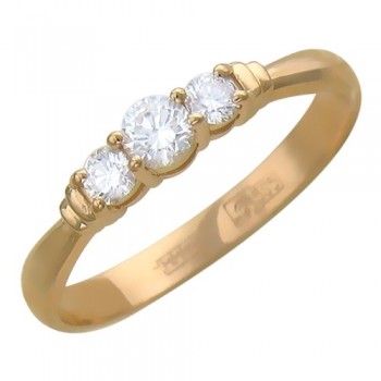 Кольцо с бриллиантом из красного золота 01К615584