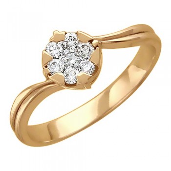 Кольцо с бриллиантом из красного золота 01К616318