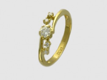 Кольцо с бриллиантом из желтого золота 01К644418