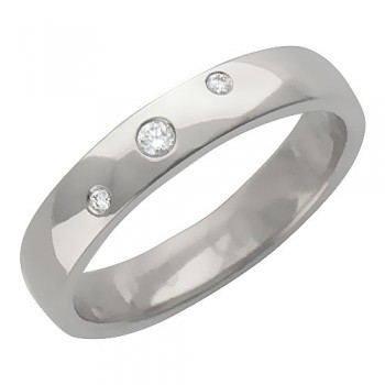 Обручальное кольцо с бриллиантом из белого золота 01О620149