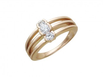 Кольцо с бриллиантом из белого золота 01К625529