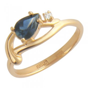 Кольцо с бриллиантом из красного золота 01К614226