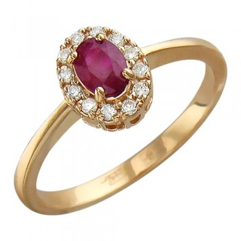 Кольцо с бриллиантом из красного золота 01К616899