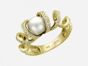 Кольцо с бриллиантом из желтого золота 01К646210