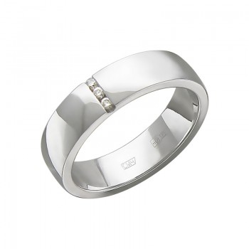 Обручальное кольцо с бриллиантом из белого золота 01О620371