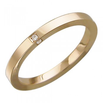 Обручальное кольцо с бриллиантом из красного золота 01О610297