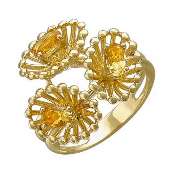 Кольцо с цитрином из желтого золота 01К338018