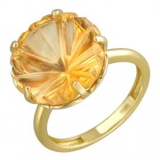 Кольцо с празиолитом из желтого золота 585 пробы