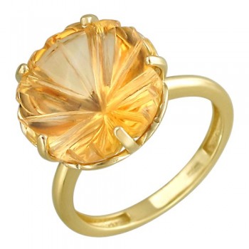Кольцо с празиолитом из желтого золота 01К337915