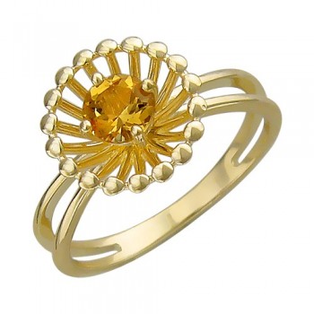 Кольцо с хризолитом из желтого золота 01К337999