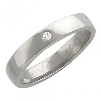 Обручальное кольцо с бриллиантом из белого золота 01О620150