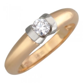 Кольцо с бриллиантом из бело-красного золота 01К664832