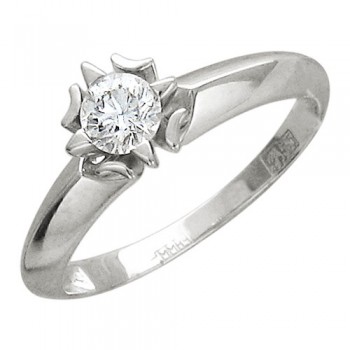 Кольцо с бриллиантом из белого золота 01К625125