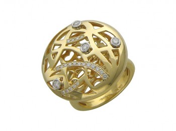 Кольцо с бриллиантом из желтого золота 01К645273