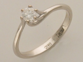 Кольцо с бриллиантом из белого золота 01К673187