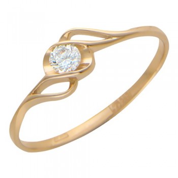 Кольцо с бриллиантом из красного золота 01К614717