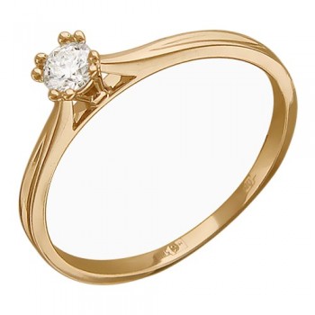 Кольцо с бриллиантом из красного золота 01К616782