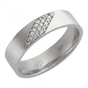 Обручальное кольцо с бриллиантом из белого золота 01О620125