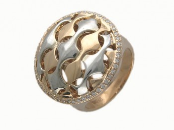 Кольцо с бриллиантом из бело-красного золота 01К665279