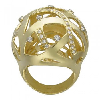 Кольцо с бриллиантом из желтого золота 01К646375