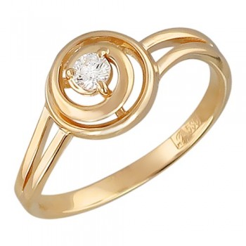 Кольцо с бриллиантом из красного золота 01К616914
