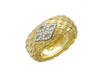 Кольцо с бриллиантом из бело-желтого золота 01К686347L