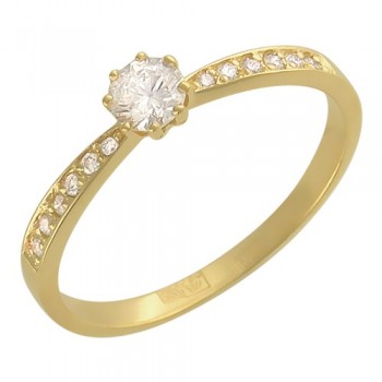 Кольцо с бриллиантом из желтого золота 01К643337