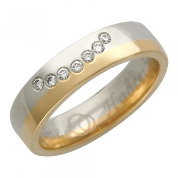 Обручальное кольцо с бриллиантом из бело-красного золота 01О660159