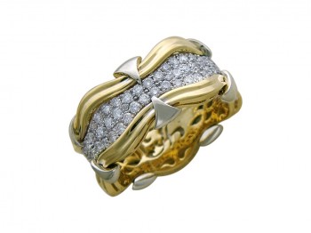 Кольцо с бриллиантом из бело-желтого золота 01К685740L